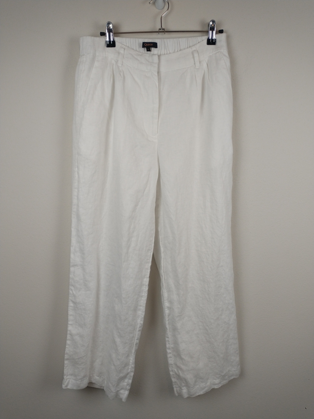 Quince 100% European Linen Pleated Trousers 6 White